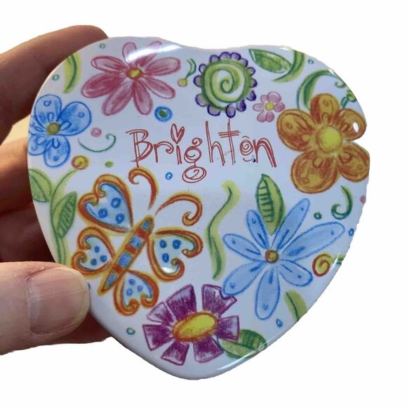 Brighton Heart Shaped Tin Jewelry Keepsake Gift Box Collectible Metal Container - Picture 6 of 8